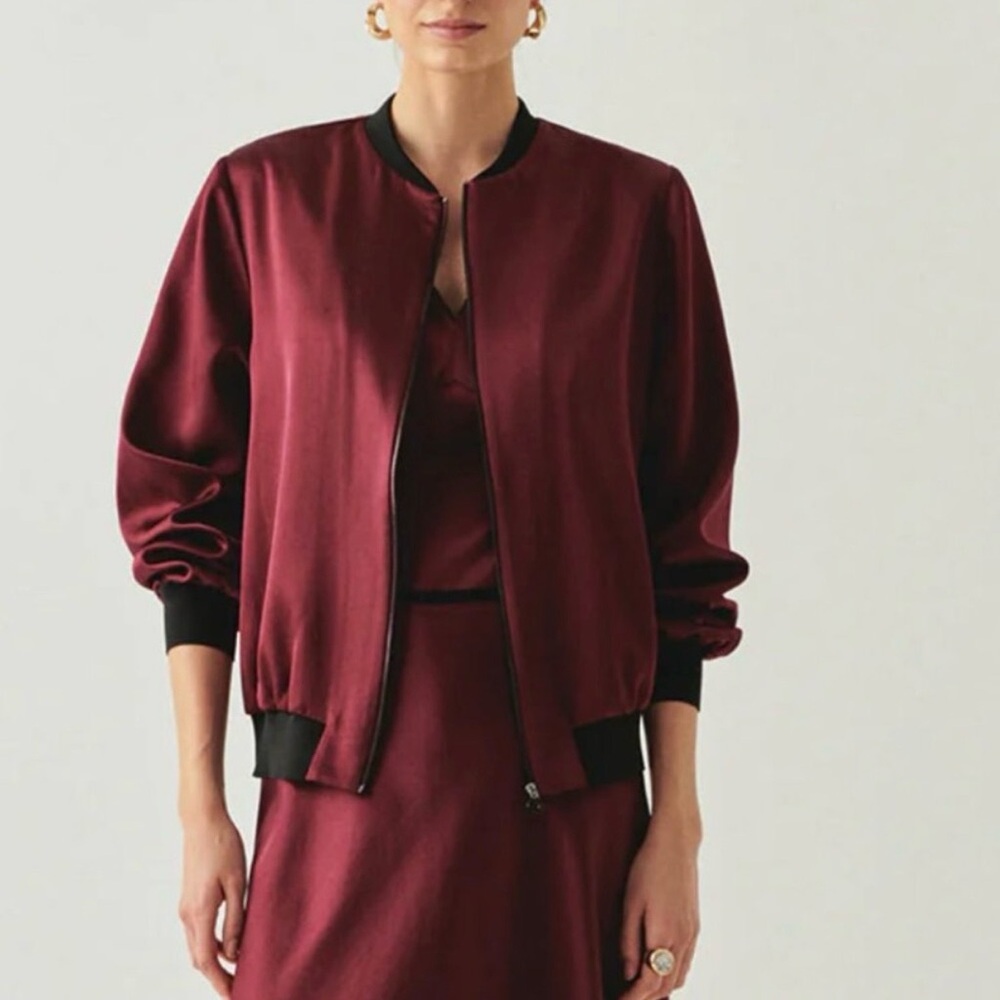 Exquise Lacey Bomber Jacket Cherry Red 34/2 NWT
